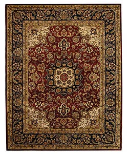 Handmade Classic Kerman Burgundy/ Navy Wool Rug (7'6 x 9'6)