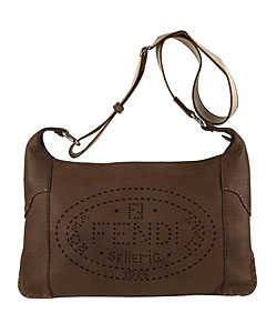 Fendi Leather Perforated Logo Selleria Shoulder Bag