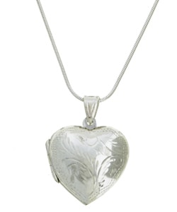 Sterling Essentials Sterling Silver 24-inch Engraved Heart Locket Necklace
