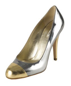 Miu Miu Silver/ Gold Patent Leather Bi-color Pumps