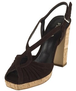 Prada Dark Brown Suede Platform Peep-toe Slingbacks