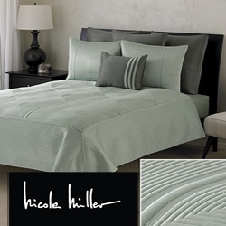 Nicole Miller Concentric Box Aqua Coverlet Set