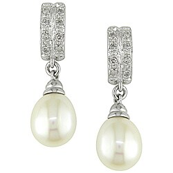10k Gold FW Pearl and 1/10ct TDW Diamond Earrings (7-8 mm) (G-H, I2-I3)