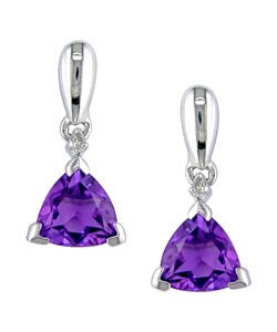 10k White Gold Trillion-cut Amethyst Earrings