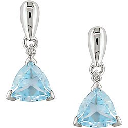 10k White Gold Trillion-cut Blue Topaz Earrings