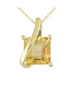 10k Yellow Gold Square Citrine Necklace