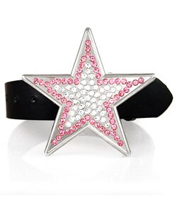 Silver Star Unisex Pink Bling Belt Buckle