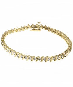 10k Yellow Gold 1ct TDW Diamond Tennis Bracelet (JK, I2-3)