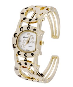 Geneva Platinum Gold Horseshoe Link Cuff Watch