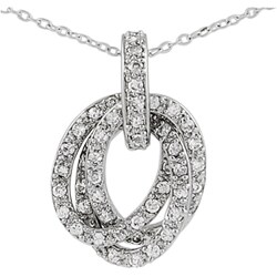 Tressa Sterling Silver CZ Three Pave Ovals Necklace