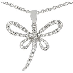 Tressa Sterling Silver Cubic Zirconia Dragonfly Necklace