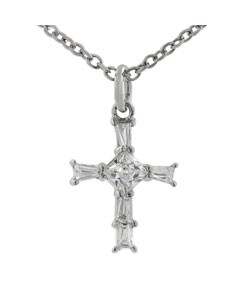 Sterling Silver CZ Cross Necklace