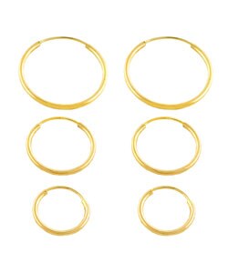14k Yellow Gold Hoop Earrings (Set of 3 Pair)