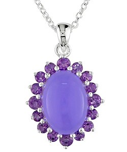 Sterling Silver Lavender Jade Amethyst Necklace