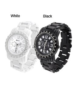 Geneva Platinum Men's Round Bezel Metal Link Watch