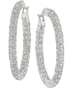 18k White Gold 1ct TDW Diamond Hoop Earrings (G-H, SI)