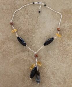 Banded Agate, Citrine and Pearl Necklace (USA)