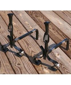 Bar Harbor Wrought Iron Log Holder Andiron Set