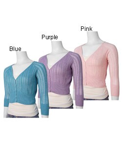 Cashmere Brand Cable Knit Button Front Cardigan