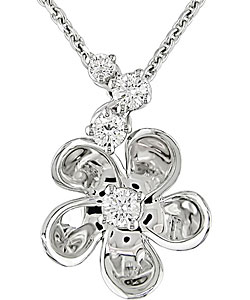 18k White Gold 1/4ct TDW Diamond Flower Necklace (G, VS2)