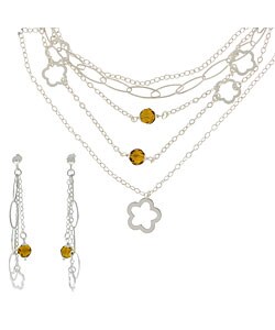 Maddy Emerson Sterling Silver Crystal Jewelry Set