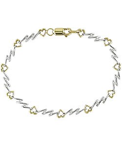 14k Two-tone Gold 1/3ct TDW Heart Link Bracelet (H-J, I1-2)