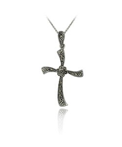Sterling Silver Marcasite Cross Necklace