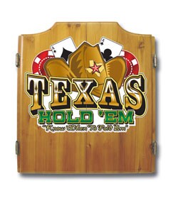 Texas Hold 'em Dart Cabinet Set w/ Darts and Board