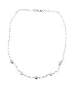 Sterling Silver White Enamel Bead Necklace