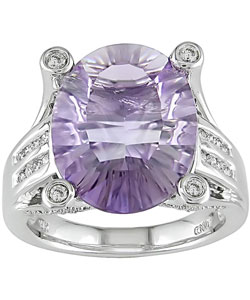 14k Gold Oval Rose de France and Diamond Ring