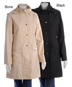 London Fog Long Snap Front Hooded Rain Coat