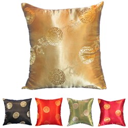 Chinese Dragons and Lotus Floral Pillow Cover