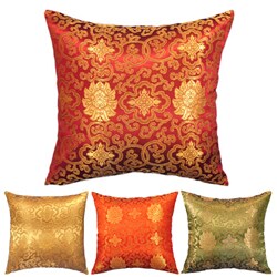 Silky Tibetan Lotus Floral Cushion Cover