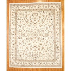 Asian Hand-knotted Ivory Tabriz Rug (12' x 15')