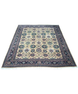 Indo Mahal Hand-knotted Gold/ Black Rug (11'9 x 14'8)