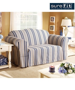 Sure Fit Indigo Stripe Chair Slipcover