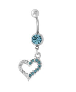 Surgical Steel Dangling Heart Curved Barbell
