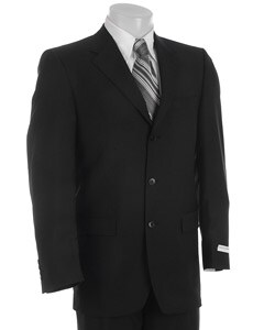 Perry Ellis Men's Black 3-button Wool Suit