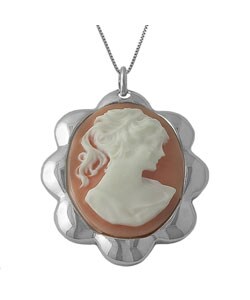 Sterling Silver Pink Lady Cameo Necklace