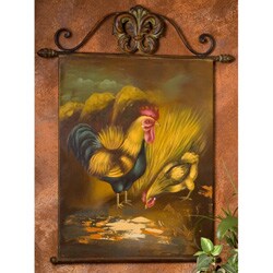 Hand-painted Rooster and Chicken Metal Wall Art