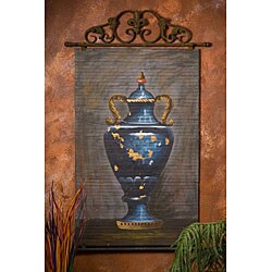 Hand-painted Blue Urn Bamboo Wall Art