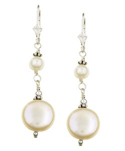 Charming Life Sterling Silver White Coin Pearl Earrings