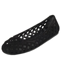 Prada Black Suede Woven Flats
