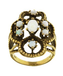 14k Yellow Gold and Opal Cluster Ring