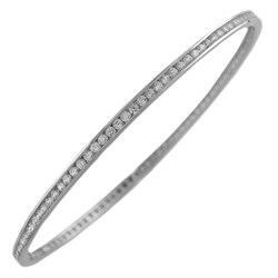 14k White Gold over Silver Oversized CZ Bangle