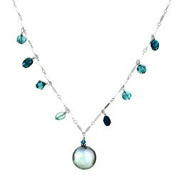 Charming Life Sterling Silver Coin Pearl Apatite Fringe Necklace