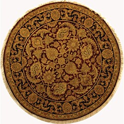 Hand-knotted Burgundy/ Black Treasures Wool Rug (6' Round)