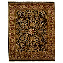 Hand-knotted Black/ Red Forever Wool Rug (9' x 12')