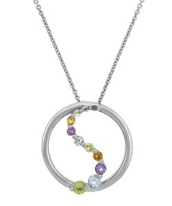 Glitzy Rocks Sterling Silver Multi-gemstone Journey Necklace