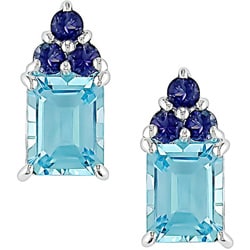 Sterling Silver Sky Blue Topaz and Iolite Earrings